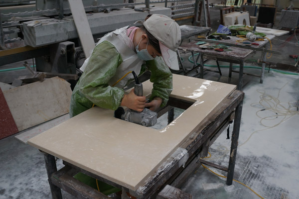 Engineered marble vanity top fabrication