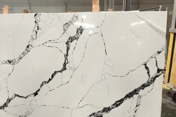 Black vein calacatta quartz slab 