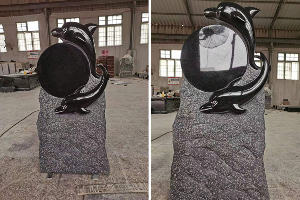 black granite for dolphine headstone