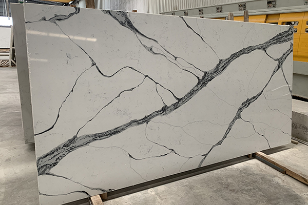 black vein calacatta quartz slab 