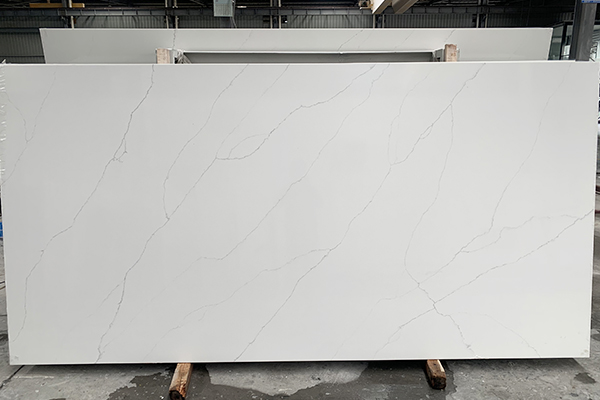 white quartz slab with gray veining 