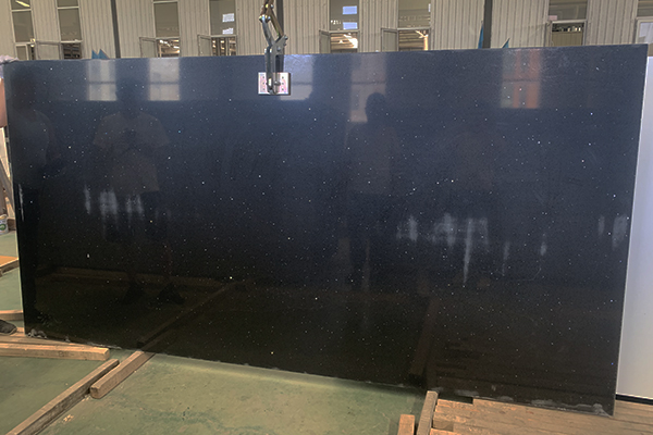 black quartz slab with mirror 