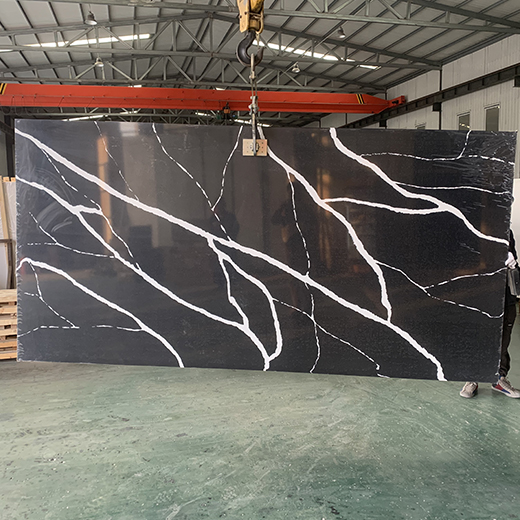 super big size black quartz slab 