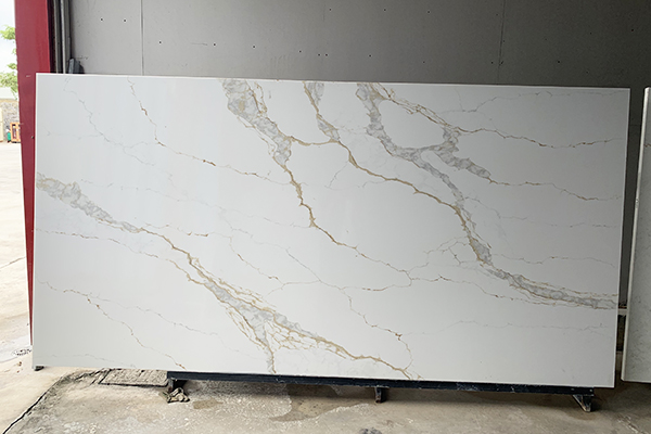 golden vein quartz engineered slab polished