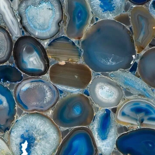 Translucent Semi Precious Stone Blue Agate Slabs For