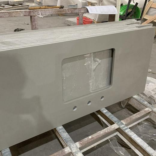 pure grey quartz countertop bathroom