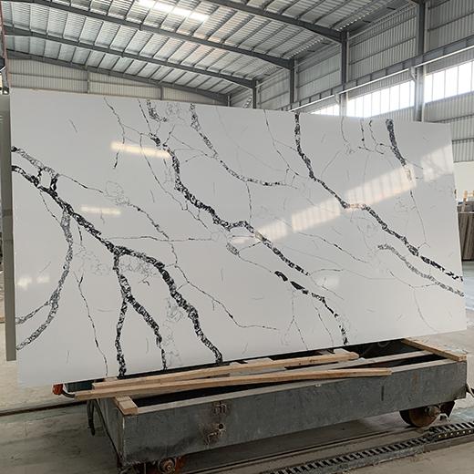 Black vein quartz slab for customized countertop