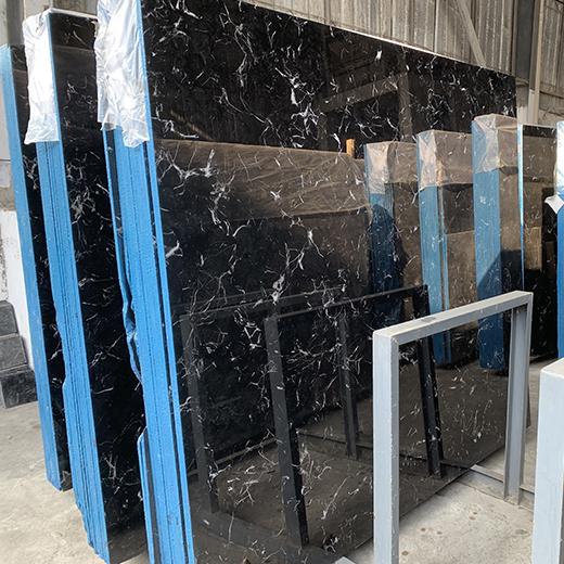 Black natural marble floor tiles