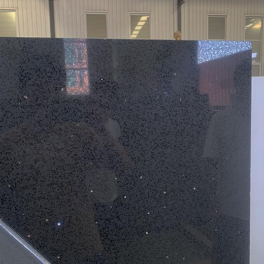 Mirror sparkling black quartz surface top