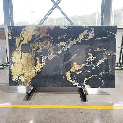 Luxury black granite type nanoglass slab