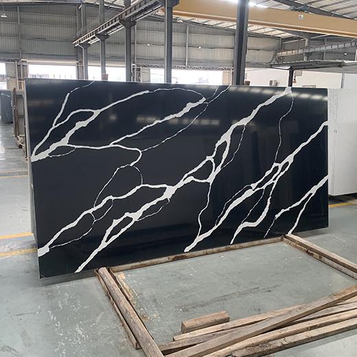 Calacatta black quartz tiles countertop