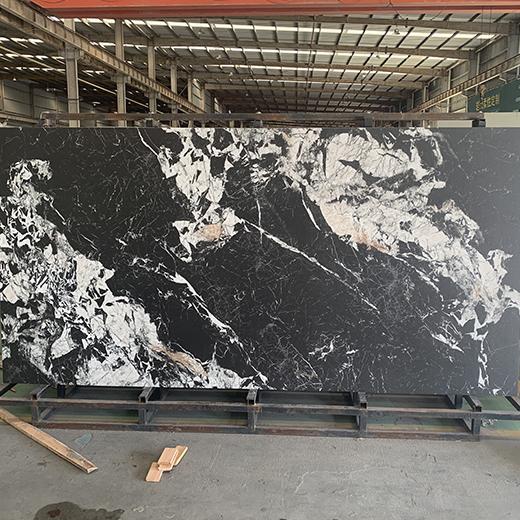 digital carved surface black sintered stone slab