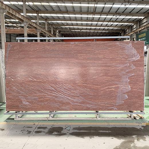 Red travertine look sintered stone slab