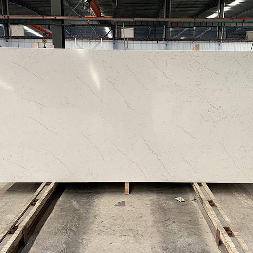 White Carrara quartz slab for kitchen countertops