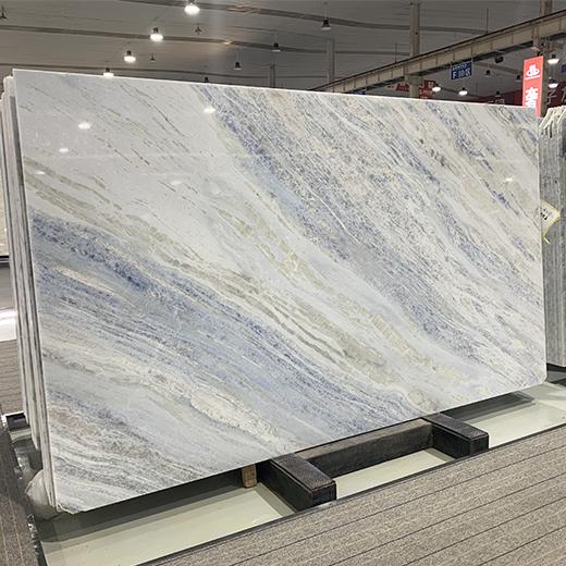 Translucent crystal blue marble slab