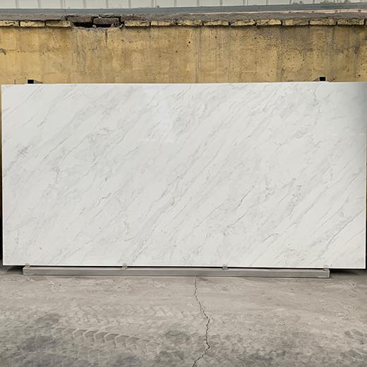 Premium white quartz slab with marble vein
