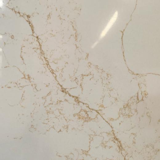 Golden veining white quartz engineered slabs