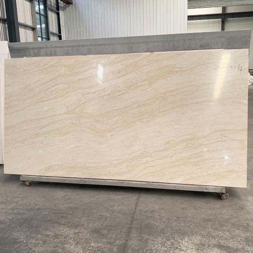 China made luxury yellow veining quartz slab