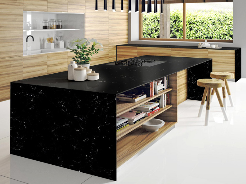 White Vein Black Quartz Countertops Big Slab Engineered Stone Cost