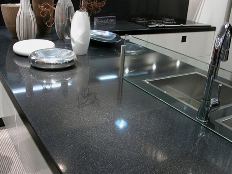 OP5937 Shinning Black quartz surface engineered stone manufacturer